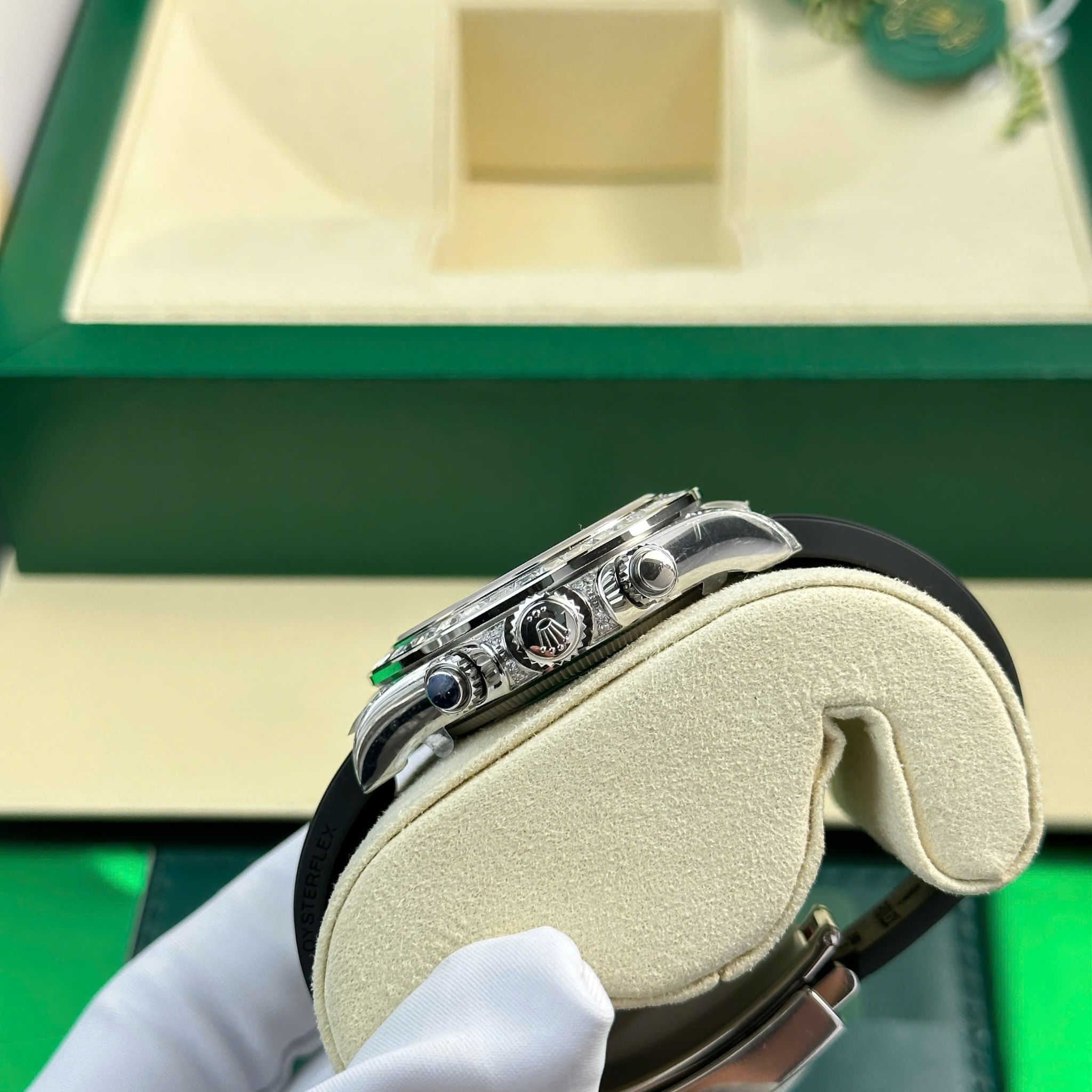 Rolex Daytona 126535TBR-0002 Mặt Số Hồng Sundust Chế Tác Đá Dây Cao Su Replica 1:1 40mm