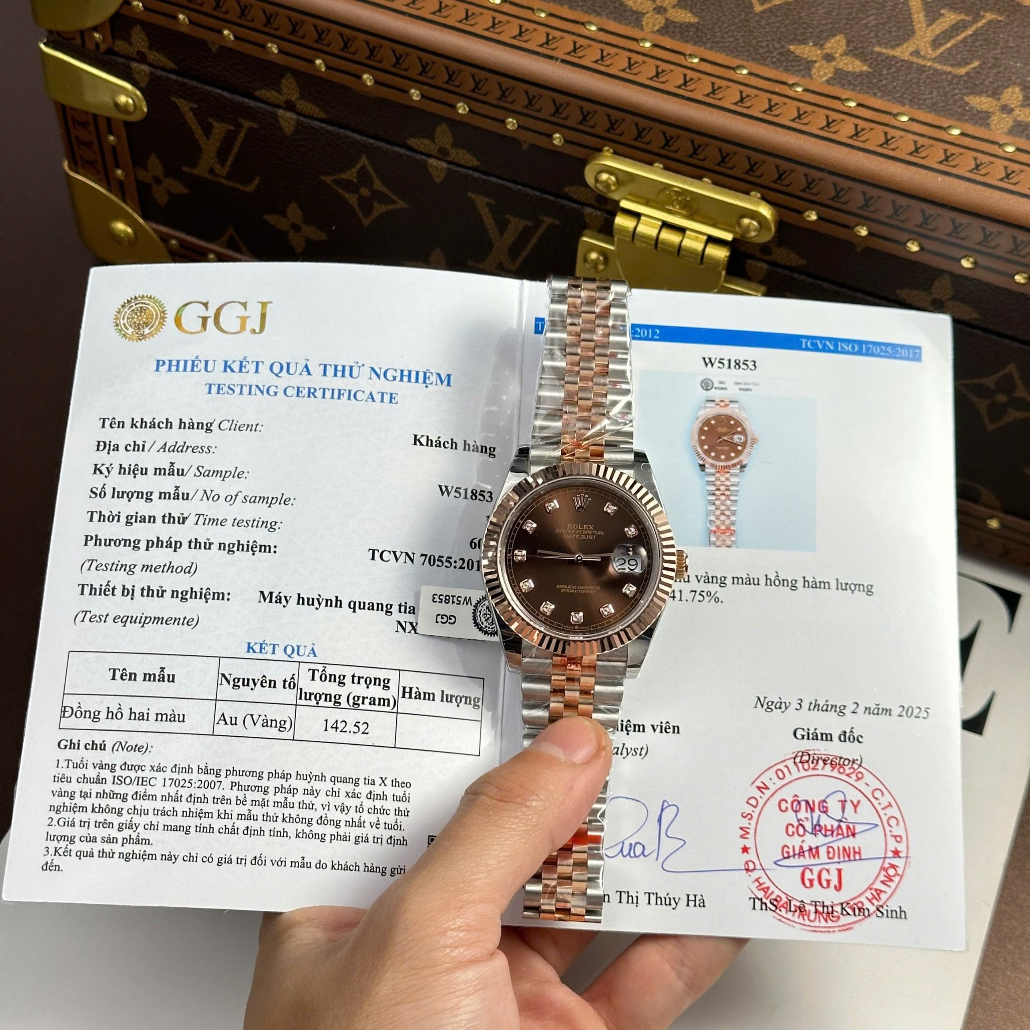 Rolex DateJust 126331 1:1 GM Factory Bọc Vàng Thật Mặt Chocolate Cọc Kim 41mm