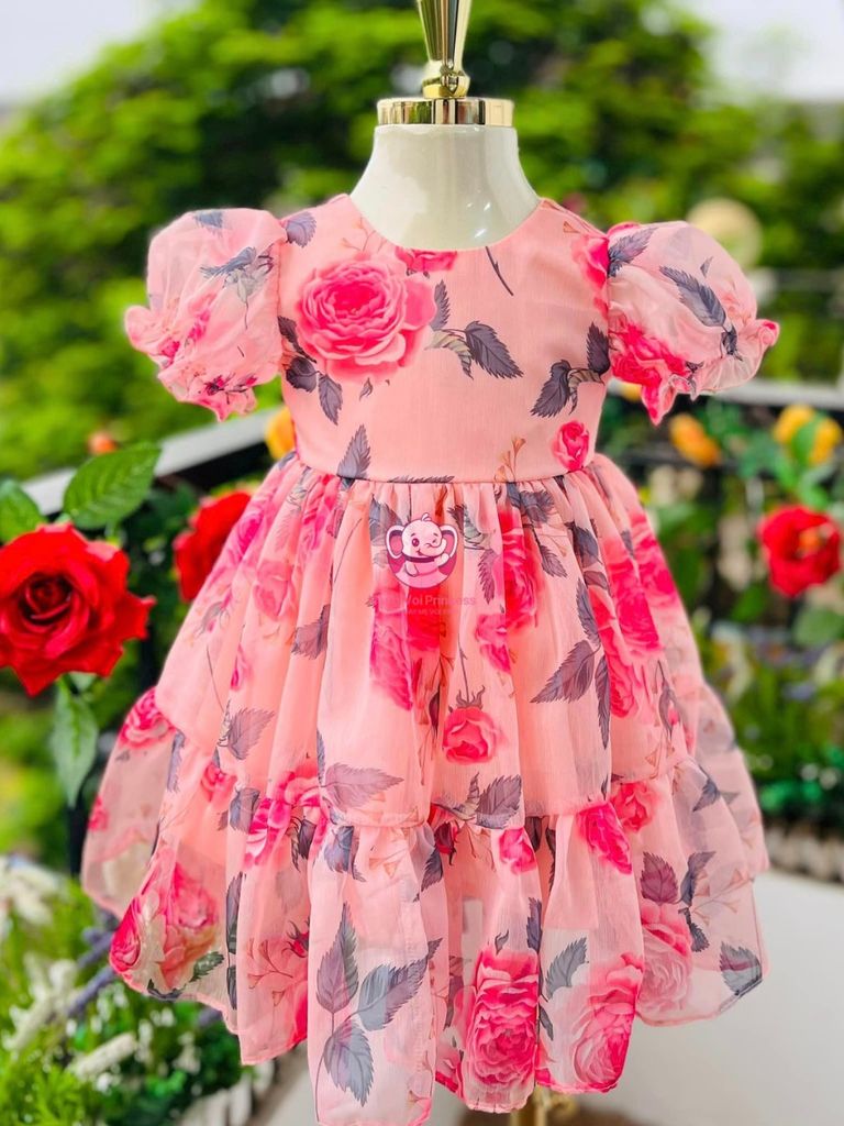 Váy voan tơ mềm, hoa hồng cho bé từ 7 tới 42Kg - Tiệm May Mẹ Voi Xinh