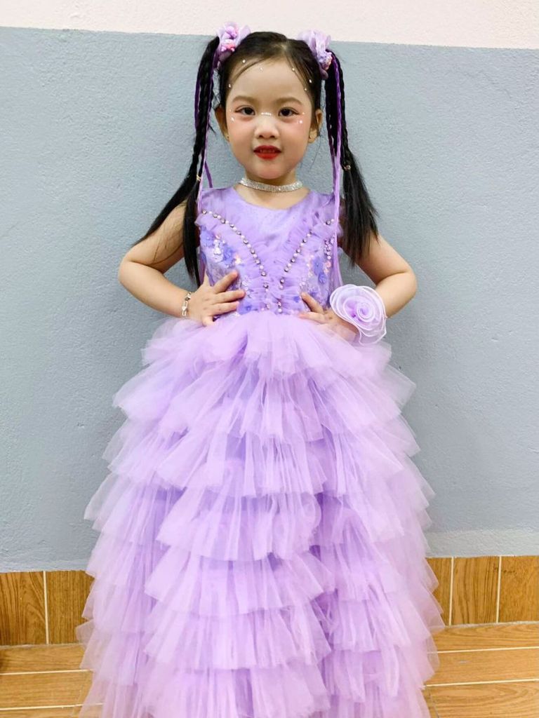 Váy công chúa kim sa dáng dài, sang trọng, quý phái, cho bé từ 7kg tới 38kg