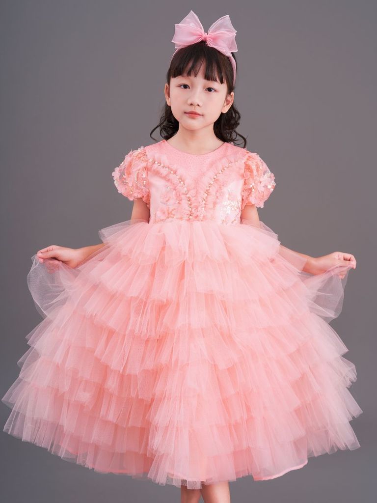 Váy công chúa kim sa dáng dài, sang trọng, quý phái, cho bé từ 7kg tới 38kg