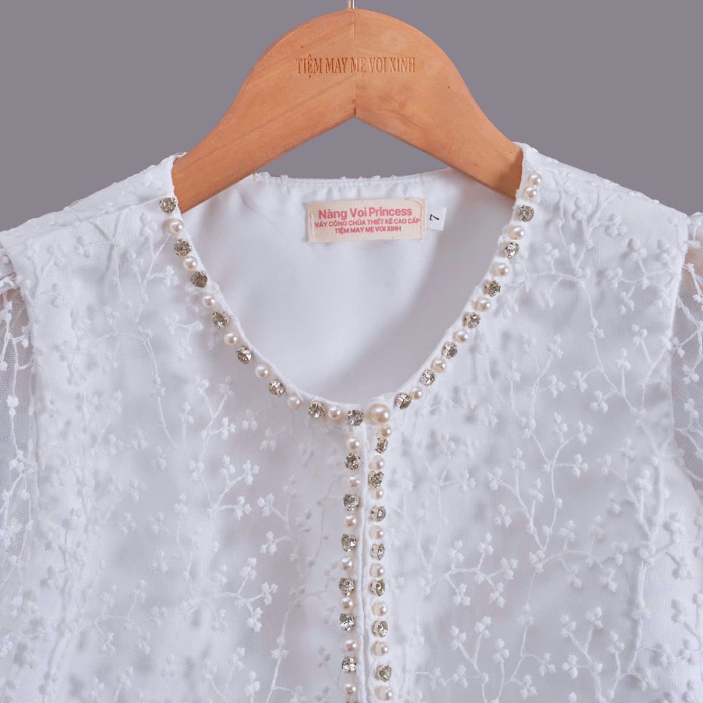 Set váy công chúa trắng tinh khôi Mimi Dress - Cho bé từ 7kg tới 35kg