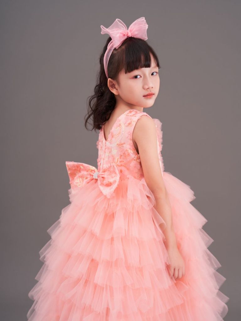 Váy công chúa kim sa dáng dài, sang trọng, quý phái, cho bé từ 7kg tới 38kg