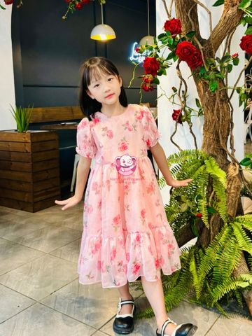 Váy voan tơ mềm, hoa hồng cho bé từ 7 tới 42Kg - Tiệm May Mẹ Voi Xinh