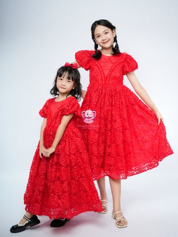 Váy công chúa cẩm tú cầu dáng dài, sang trọng, quý phái, cho bé từ 8kg tới 38kg