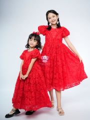 Váy công chúa cẩm tú cầu dáng dài, sang trọng, quý phái, cho bé từ 8kg tới 38kg