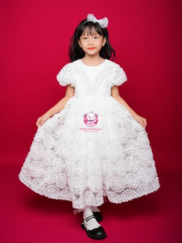 Váy công chúa cẩm tú cầu dáng dài, sang trọng, quý phái, cho bé từ 8kg tới 38kg