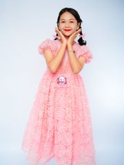 Váy công chúa cẩm tú cầu dáng dài, sang trọng, quý phái, cho bé từ 8kg tới 38kg