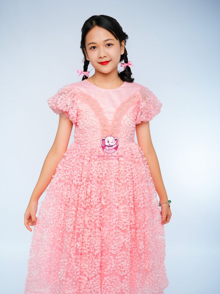 Váy công chúa cẩm tú cầu dáng dài, sang trọng, quý phái, cho bé từ 8kg tới 38kg
