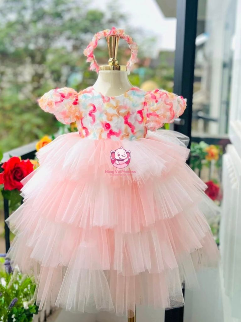 Váy công chúa cẩm tú cầu cho bé từ 7kg tới 45kg