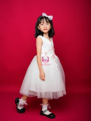Váy công chúa thiết kế cổ tim, đính hoa, cho bé từ 7kg tới 35kg