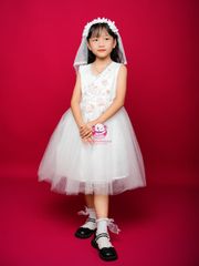 Váy công chúa thiết kế cổ tim, đính hoa, cho bé từ 7kg tới 35kg