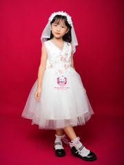 Váy công chúa thiết kế cổ tim, đính hoa, cho bé từ 7kg tới 35kg