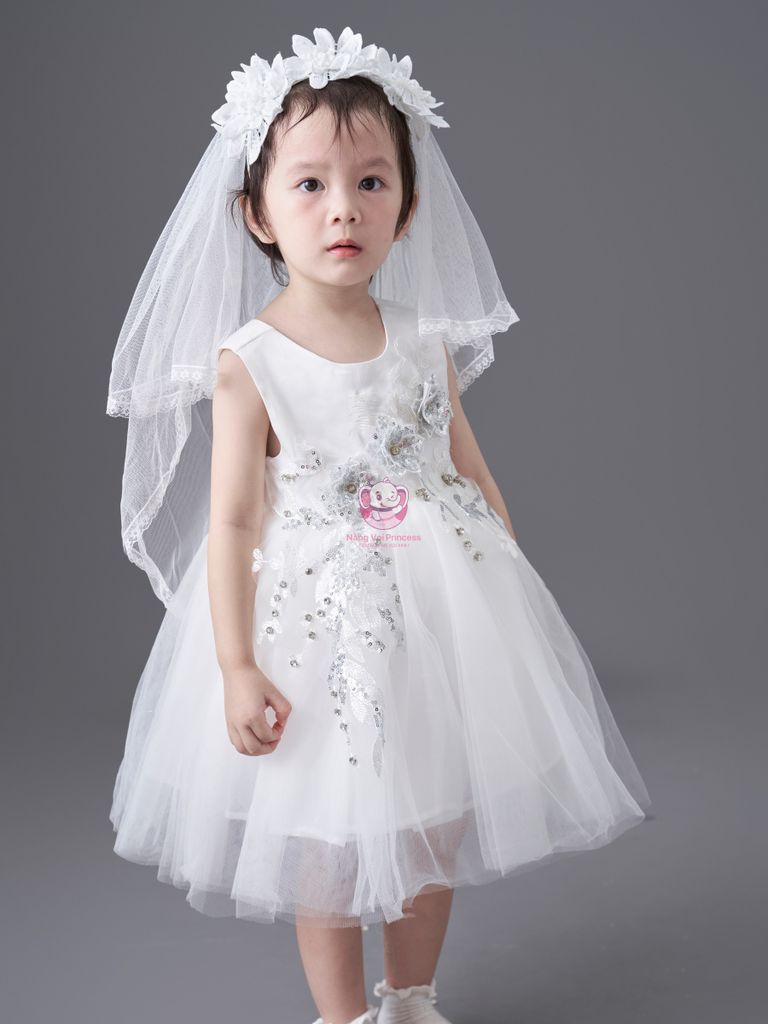 Váy công chúa đính hoa, sát nách, mát mẻ cho bé từ 7kg tới 35kg