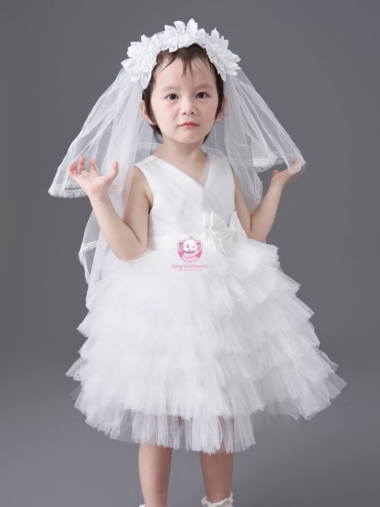 Váy công chúa xếp tầng, sát nách mát mẻ cho bé từ 7kg tới 45kg