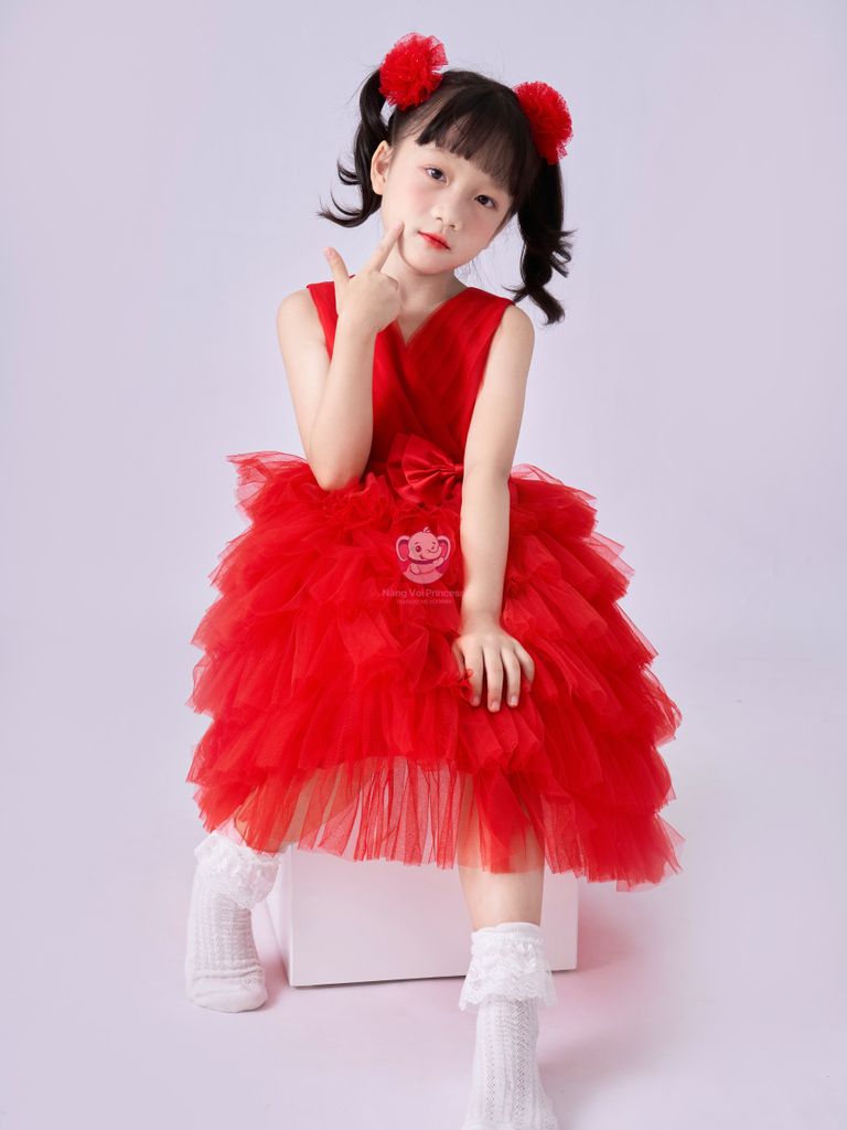 Váy công chúa xếp tầng, sát nách mát mẻ cho bé từ 7kg tới 45kg