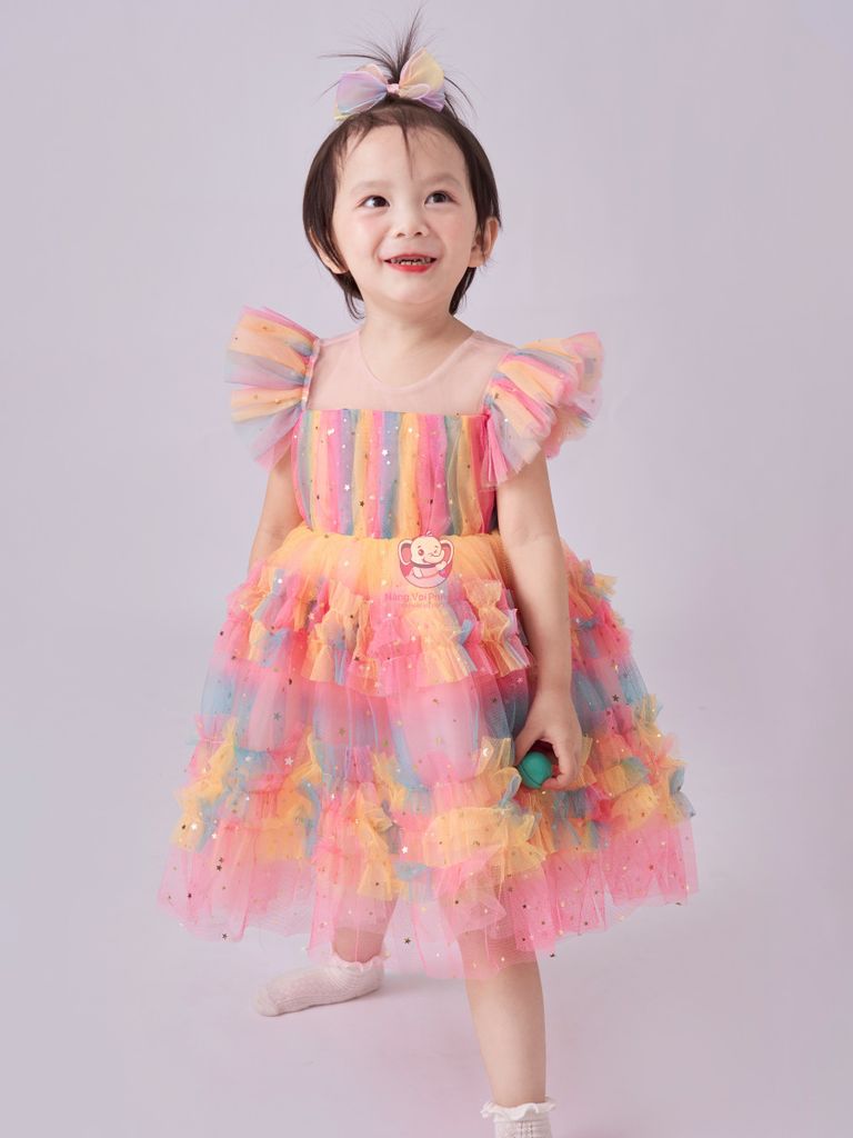 Váy công chúa cầu vồng, siêu bồng bềnh mềm mại cho bé từ 7kg tới 45kg