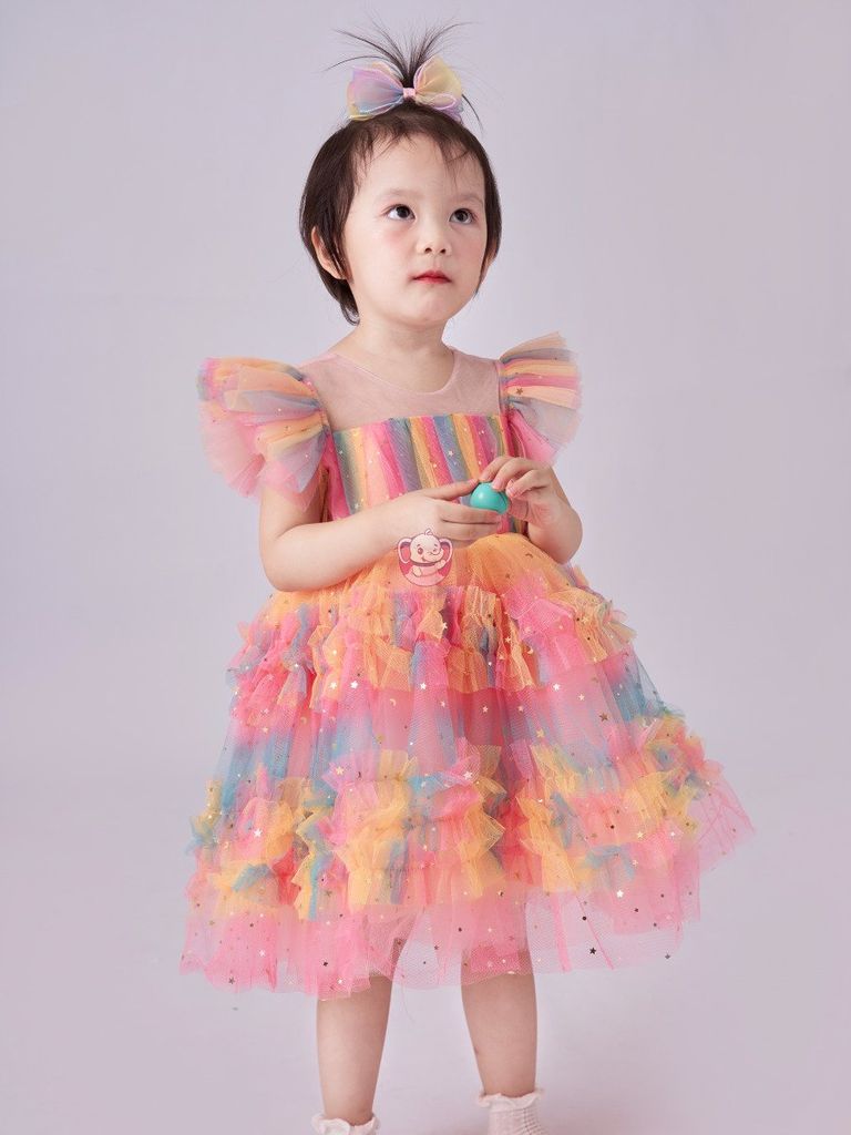 Váy công chúa cầu vồng, siêu bồng bềnh mềm mại cho bé từ 7kg tới 45kg