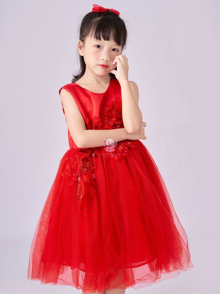 Váy công chúa đính hoa, sát nách, mát mẻ cho bé từ 7kg tới 35kg