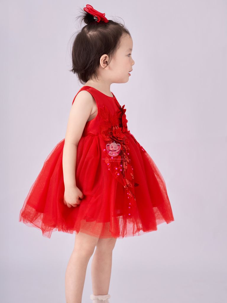 Váy công chúa đính hoa, sát nách, mát mẻ cho bé từ 7kg tới 35kg