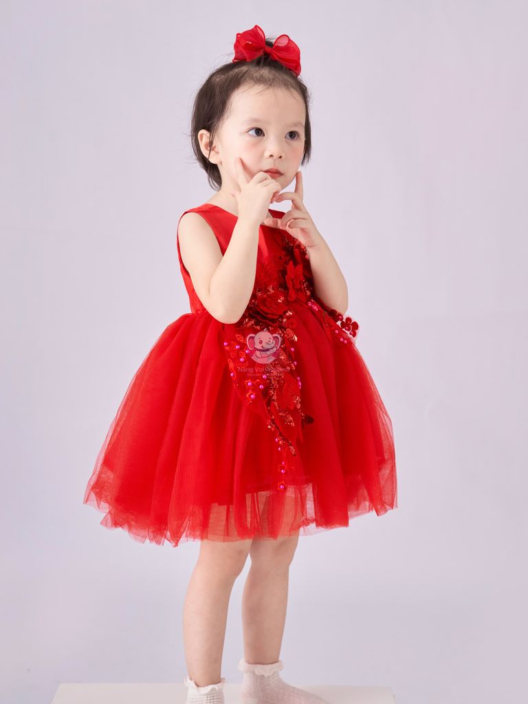 Váy công chúa đính hoa, sát nách, mát mẻ cho bé từ 7kg tới 35kg