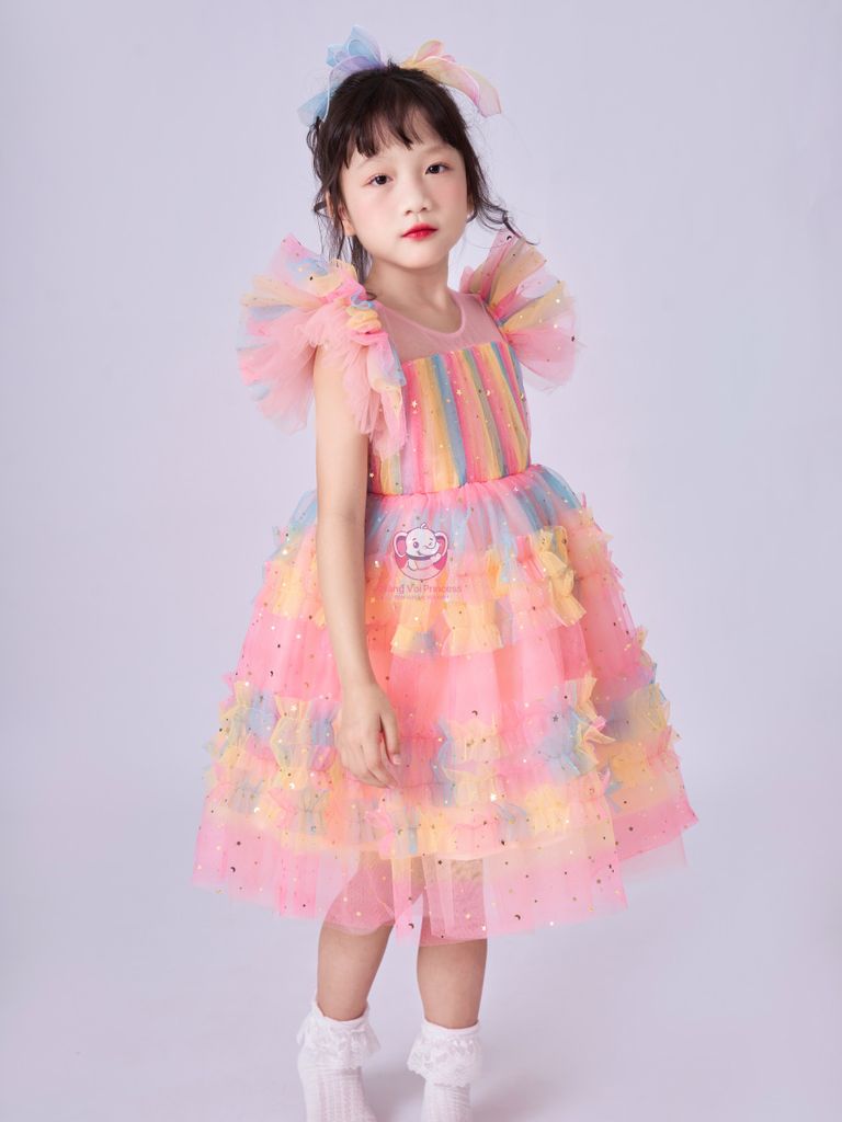 Váy công chúa cầu vồng, siêu bồng bềnh mềm mại cho bé từ 7kg tới 45kg