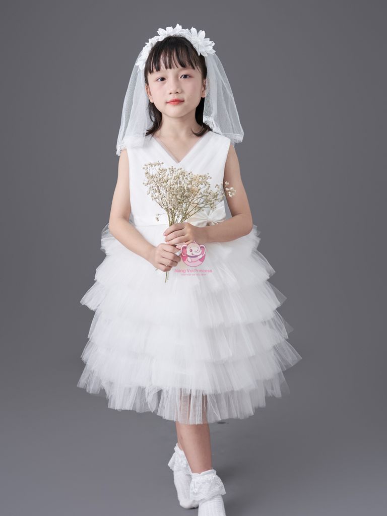 Váy công chúa xếp tầng, sát nách mát mẻ cho bé từ 7kg tới 45kg