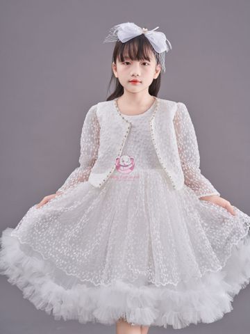 Set váy công chúa trắng tinh khôi Mimi Dress - Cho bé từ 7kg tới 35kg