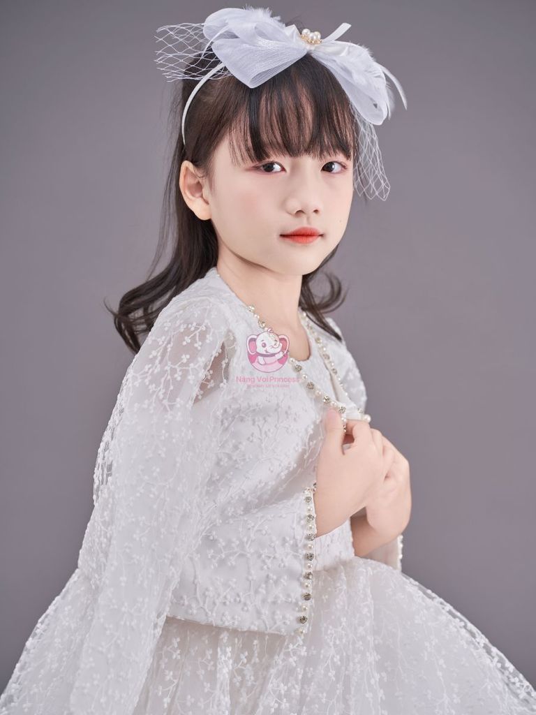 Set váy công chúa trắng tinh khôi Mimi Dress - Cho bé từ 7kg tới 35kg