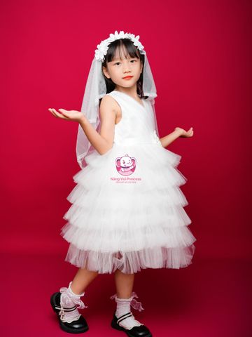 Váy công chúa xếp tầng, sát nách mát mẻ cho bé từ 7kg tới 45kg