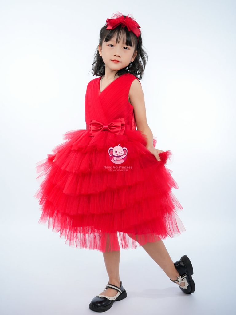Váy công chúa xếp tầng, sát nách mát mẻ cho bé từ 7kg tới 45kg