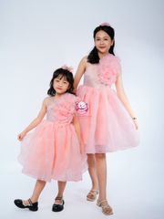 Váy công chúa hoa hồng lệch vai, cho bé từ 7kg tới 45kg