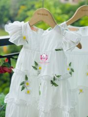 Váy voan lụa thêu hoa, mềm mại, đi học, đi chơi cho Mẹ và Bé - Tiệm May Mẹ Voi Xinh