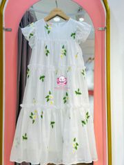 Váy voan lụa thêu hoa, mềm mại, đi học, đi chơi cho Mẹ và Bé - Tiệm May Mẹ Voi Xinh