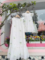 Váy voan lụa thêu hoa, mềm mại, đi học, đi chơi cho Mẹ và Bé - Tiệm May Mẹ Voi Xinh