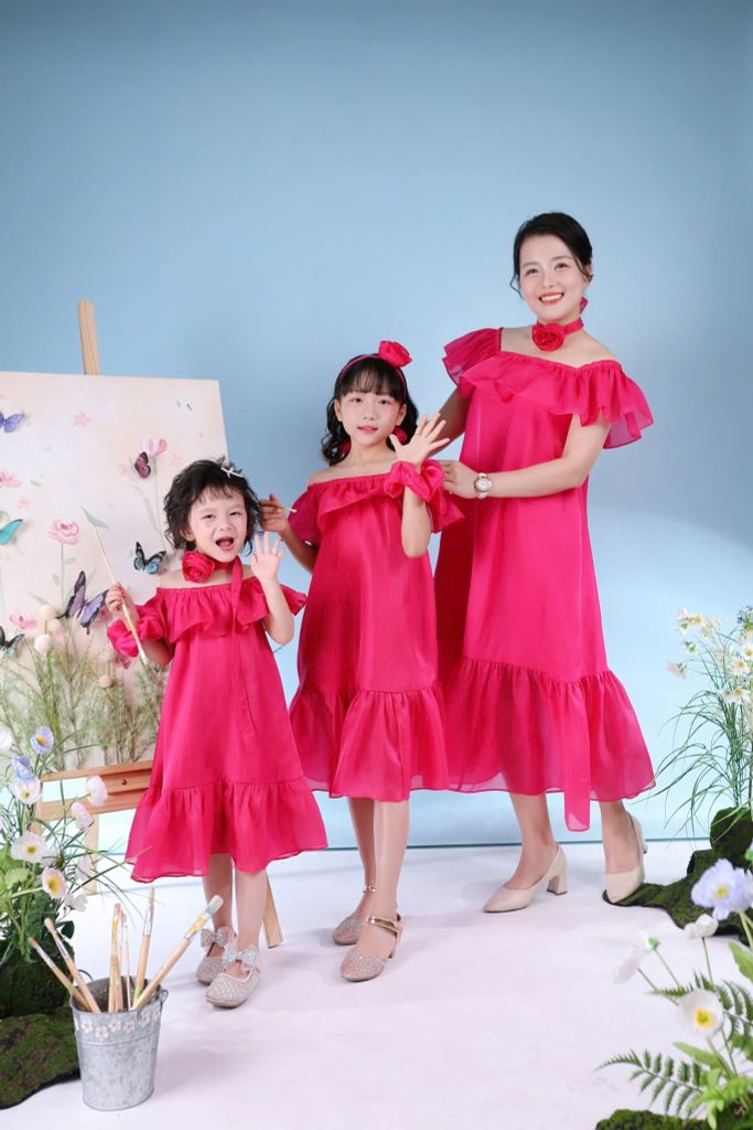 Váy tơ óng mẹ và bé Nàng Hạ - Thiết kế cao cấp