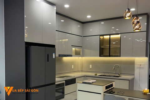 Tủ bếp nhựa đặc PVC phủ Acrylic VB09
