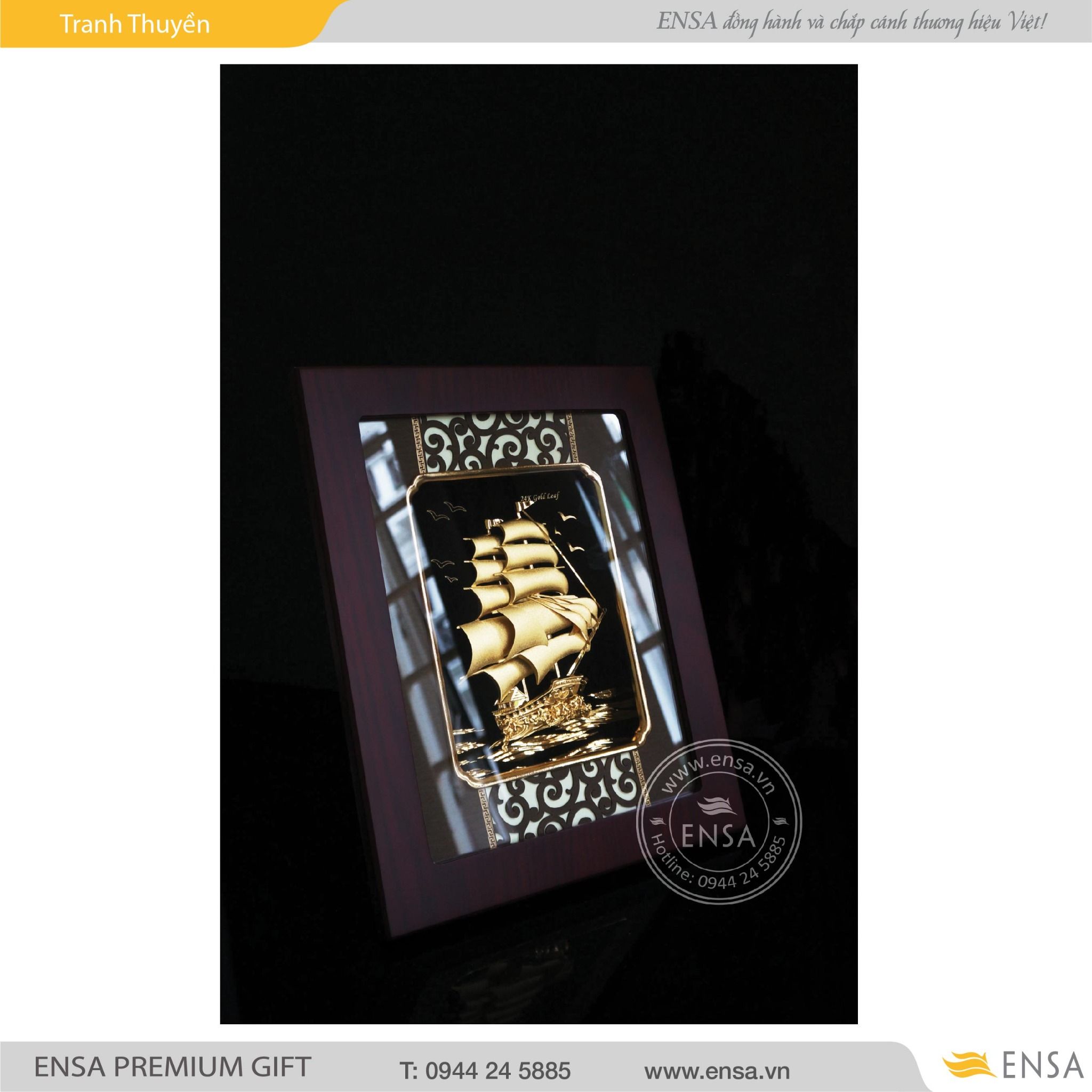  TRANH THUYỀN MẠ VÀNG 24K 