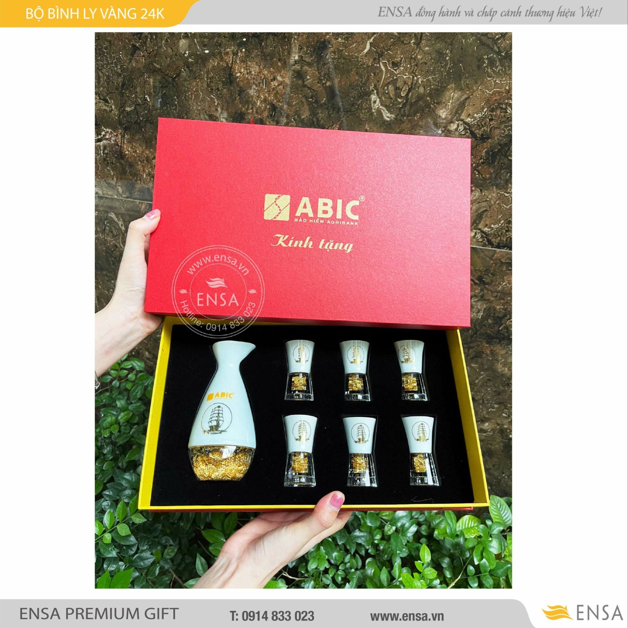 BỘ BÌNH LY SỨ MẠ VÀNG 02 (ABIC) 