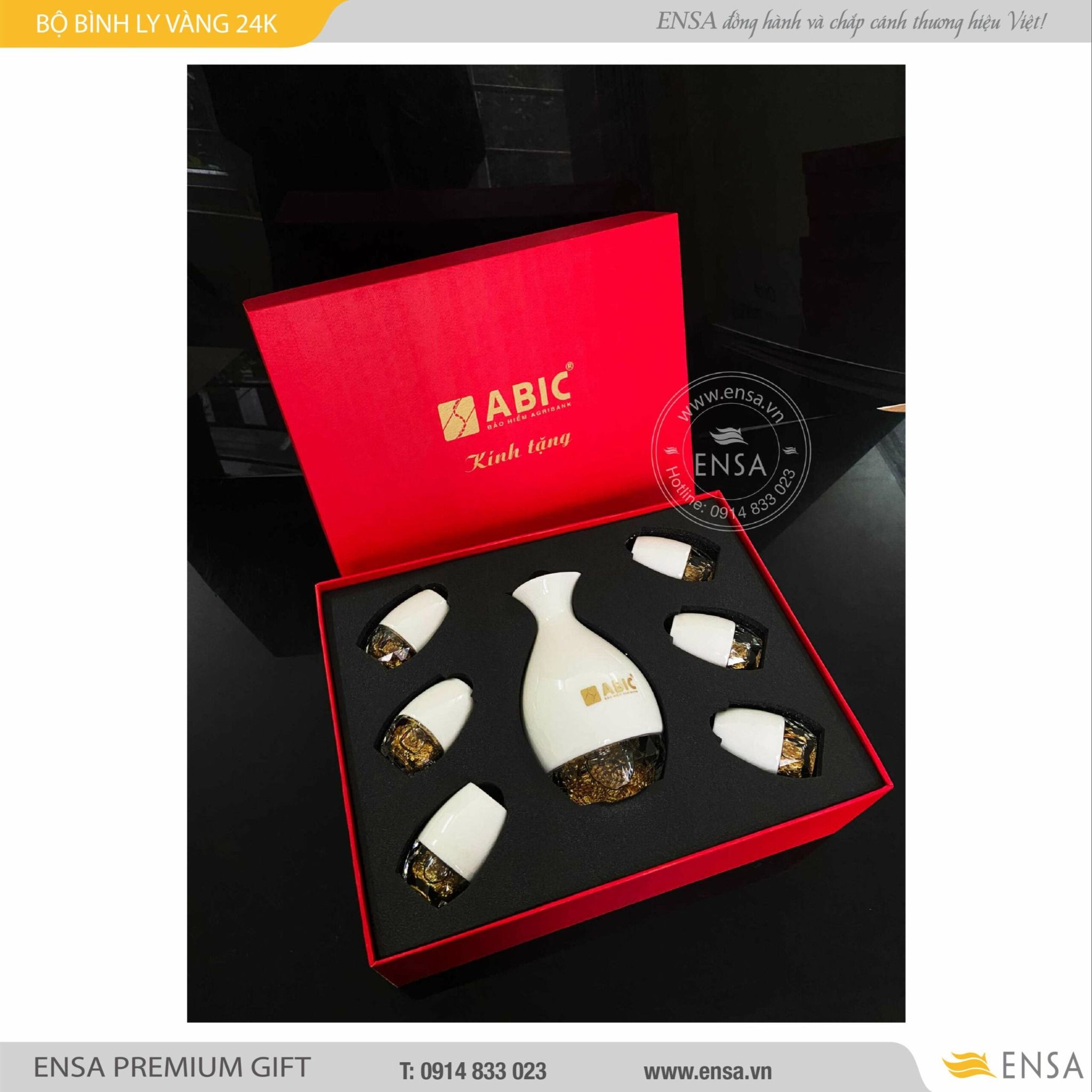  BỘ BÌNH LY SỨ MẠ VÀNG 01 (ABIC) 