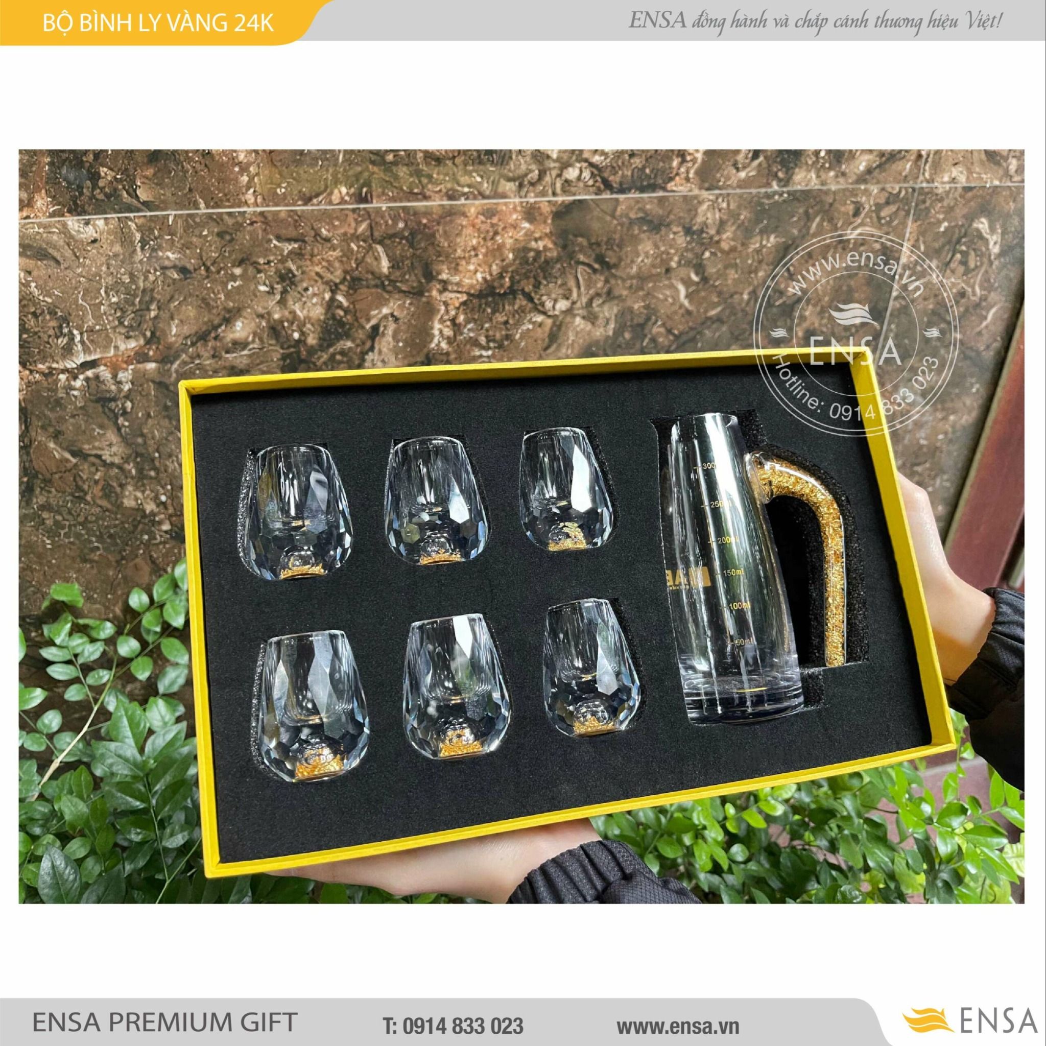  BỘ BÌNH LY MẠ VÀNG THỦY TINH 01 (ABIC) 