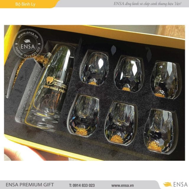  BỘ BÌNH LY MẠ VÀNG THỦY TINH 01 (YTEETH) 