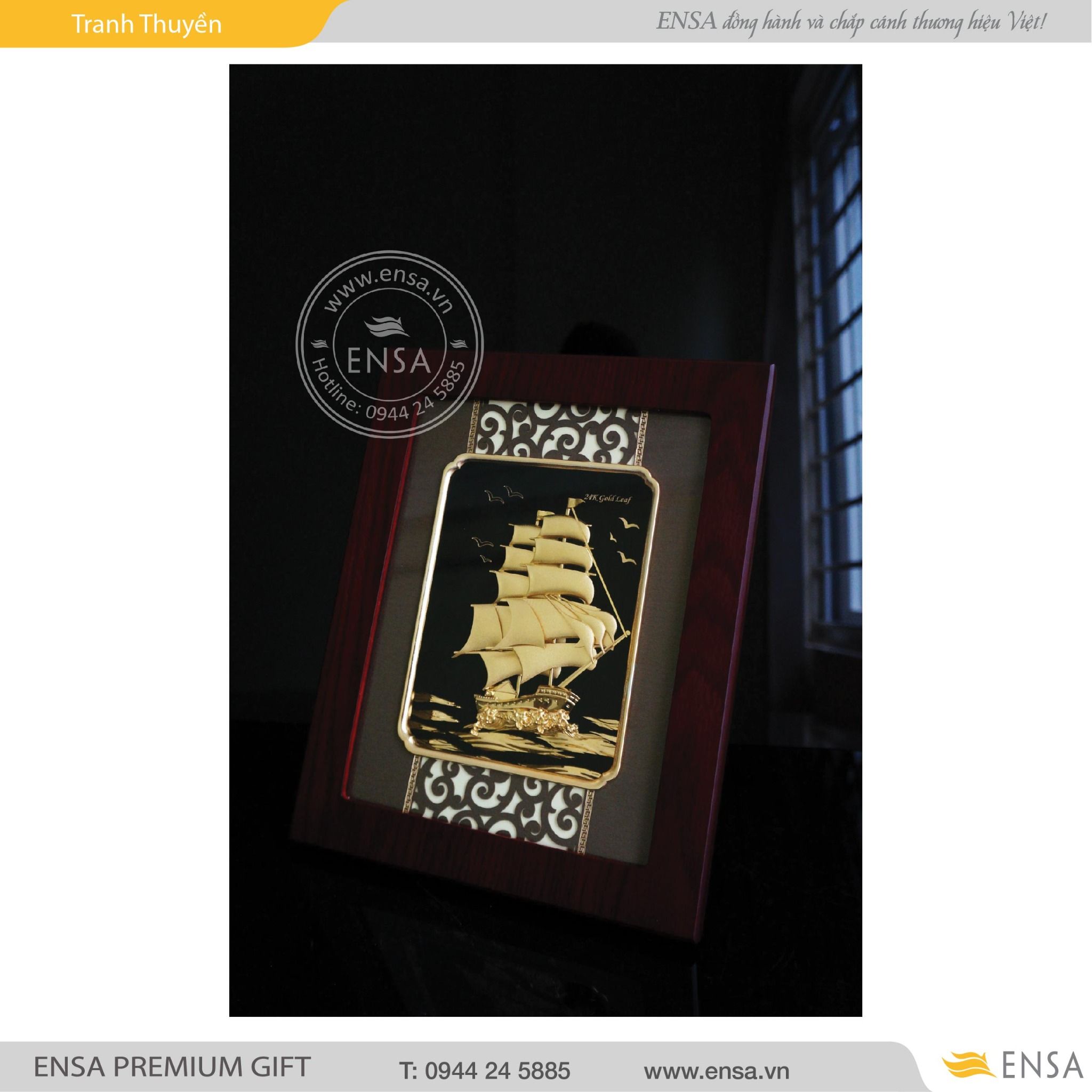  TRANH THUYỀN MẠ VÀNG 24K 
