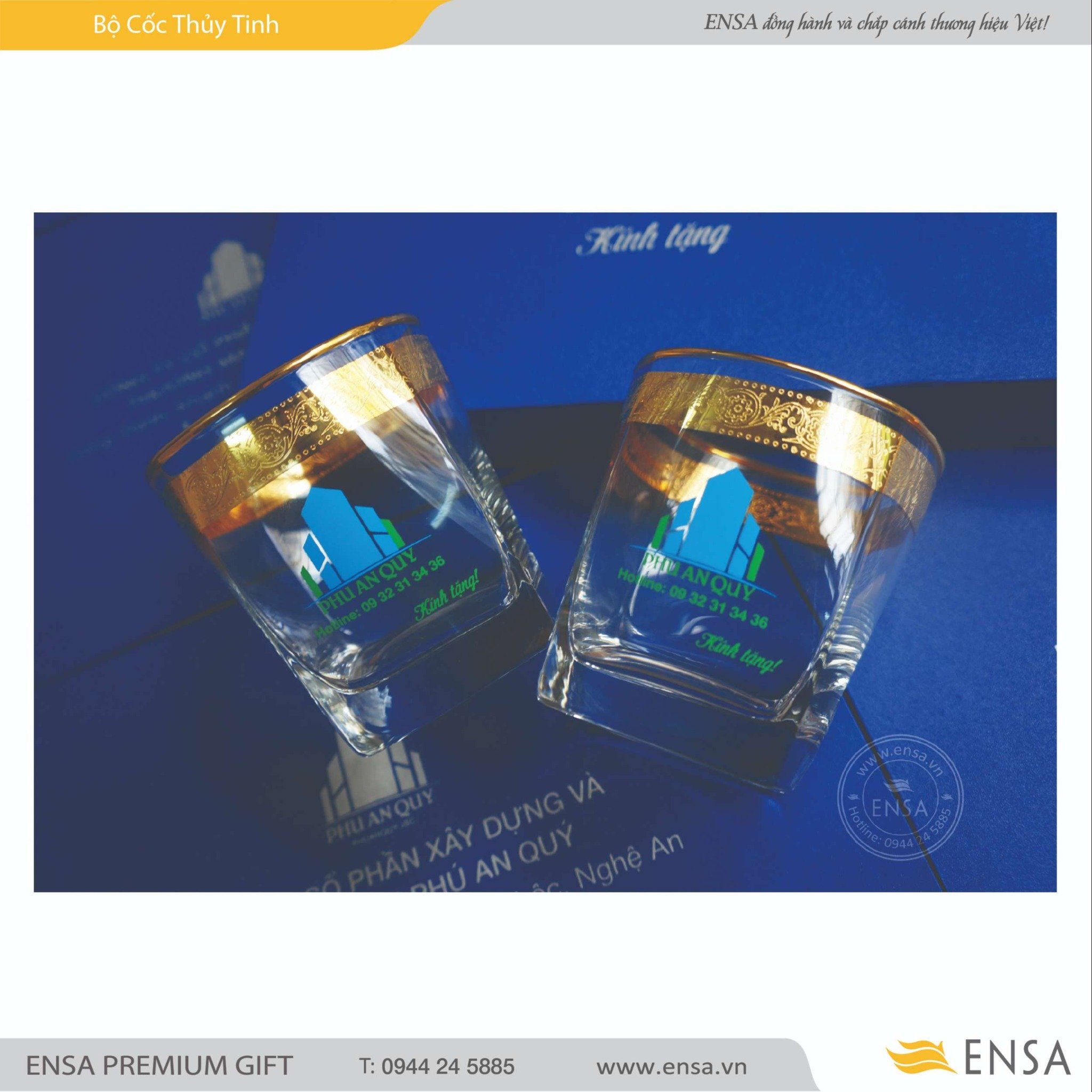  BỘ CỐC THỦY TINH KHẢM VÀNG (PHÚ AN QUÝ) 