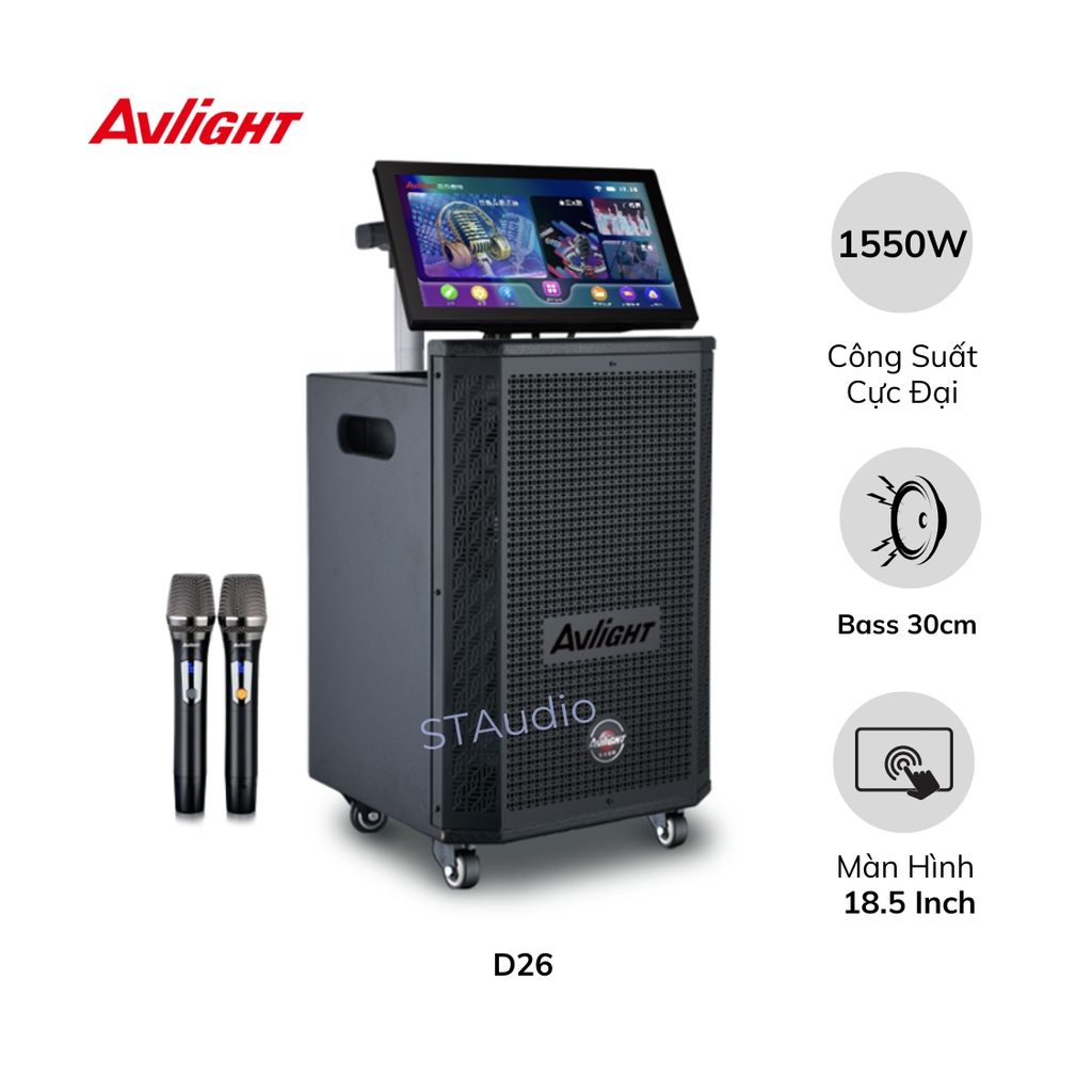 Loa Kéo Karaoke Avlight D26 | Màn Hình Cảm Ứng 18,5 inch | Chính Hãng
