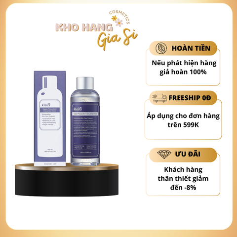 Nước Hoa Hồng Không Mùi Dưỡng Ẩm, Làm Dịu Da Klairs Supple Preparation Unscented Toner 180ml