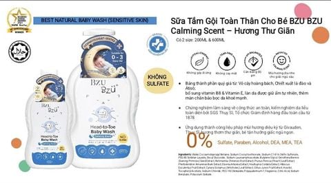 Sữa tắm gội Bzu Bzu toàn thân dành cho bé