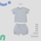 Bộ cộc tay kẻ trắng ghi Nous NL2S25-SC2-M03-TW-0M