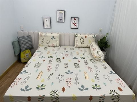Ga chống thấm Ú òa thun lạnh Premium lá cây be 1m8*2m