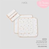 Set 5 khăn sữa trắng mix họa tiết mèo cam Nous